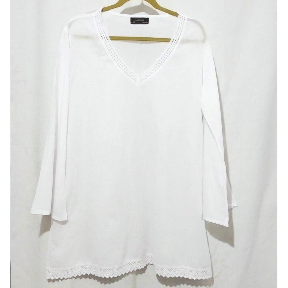 Women BACKWOODS Long Sleeve Loose Boho Baggy Tops Shirt Blouse White Size XL